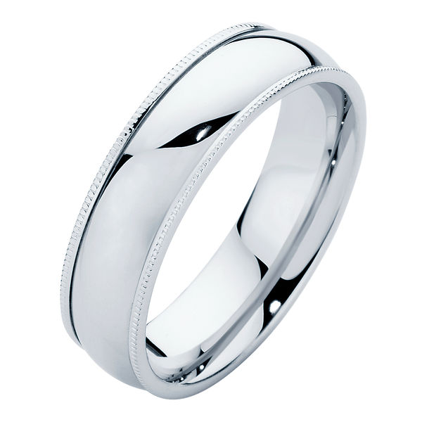 Mens Vintage Platinum Wedding Ring | Mens Millgrain