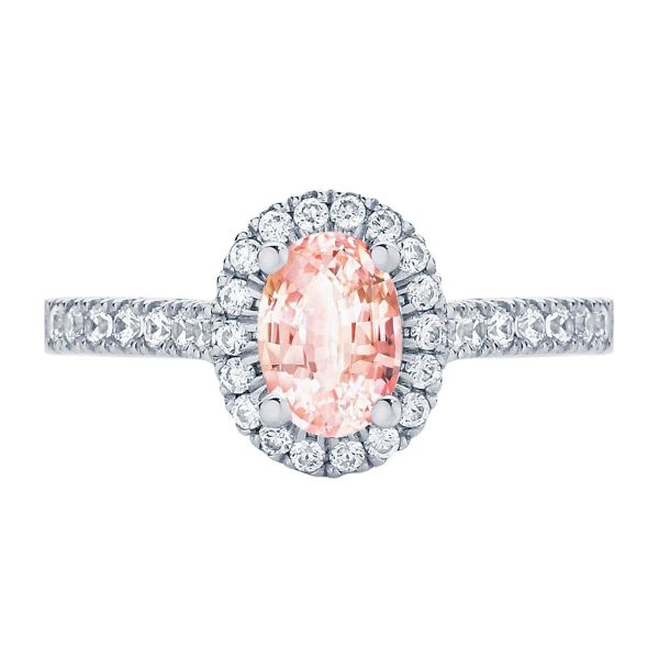 Oval Cut Engagement Ring Peach Sapphire | Rosetta (Oval)