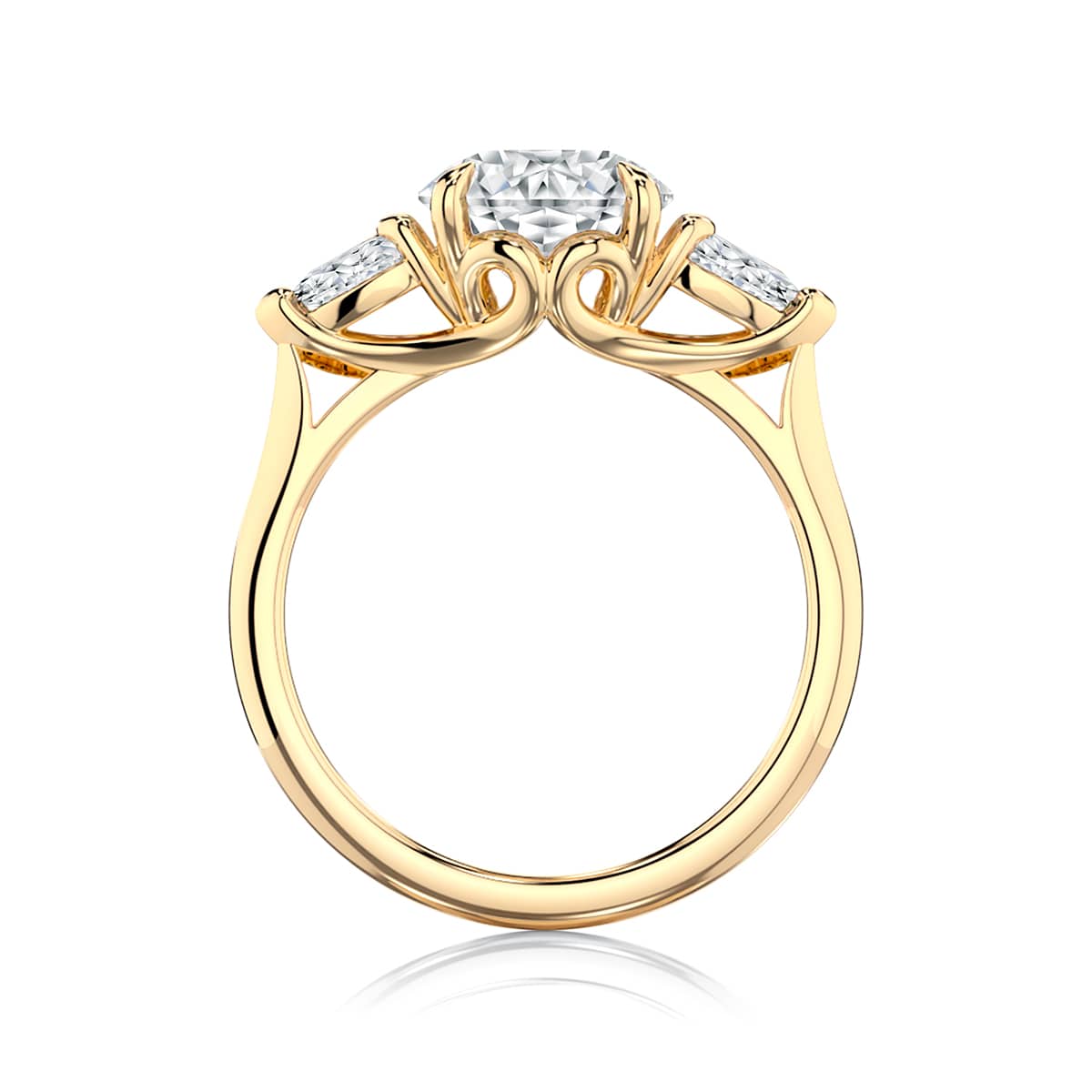 Yellow gold three stone engagement ring