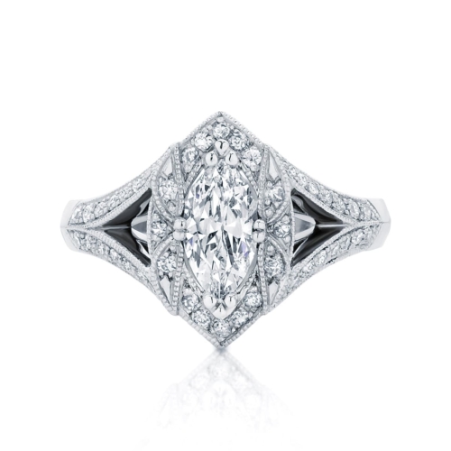 Platinum Pear Marquise Ring with Diamonds for Women JL PT DM 0048