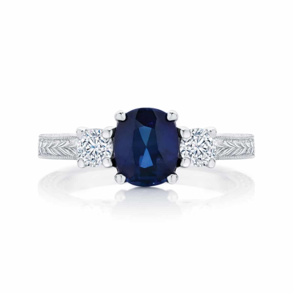 trilogy sapphire and diamond ring