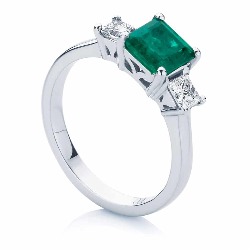 Asscher Cut Emerald Engagement Ring in White Gold | Enchanted