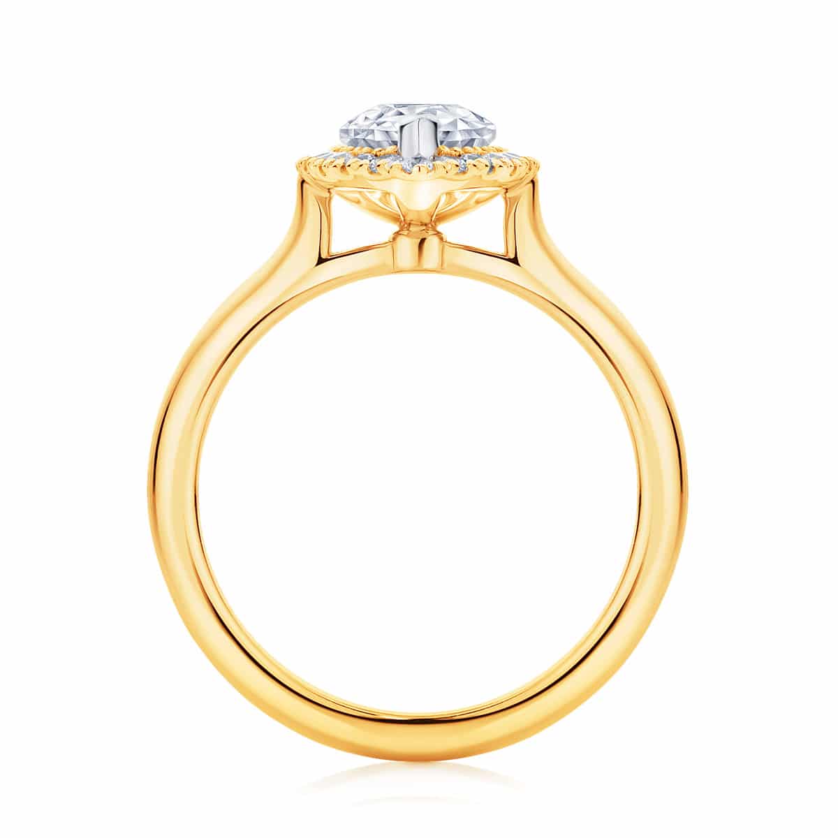 Pear Halo Engagement Ring Yellow Gold | Snow Drop