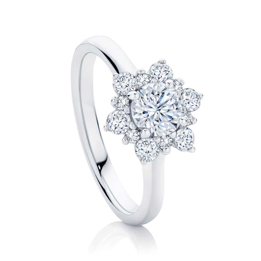 White Gold Snowflake Diamond Engagement Ring | Snowflake