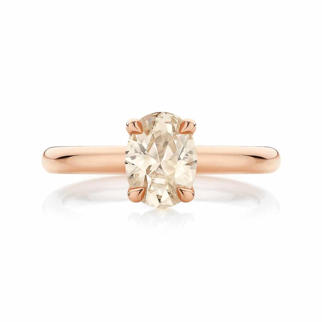 Champagne Diamond Solitaire Engagament Ring Rose Gold | Osirus Champagne