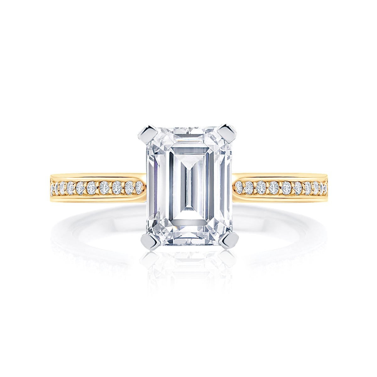 Engagement Ring emerald cut diamond with side diamonds