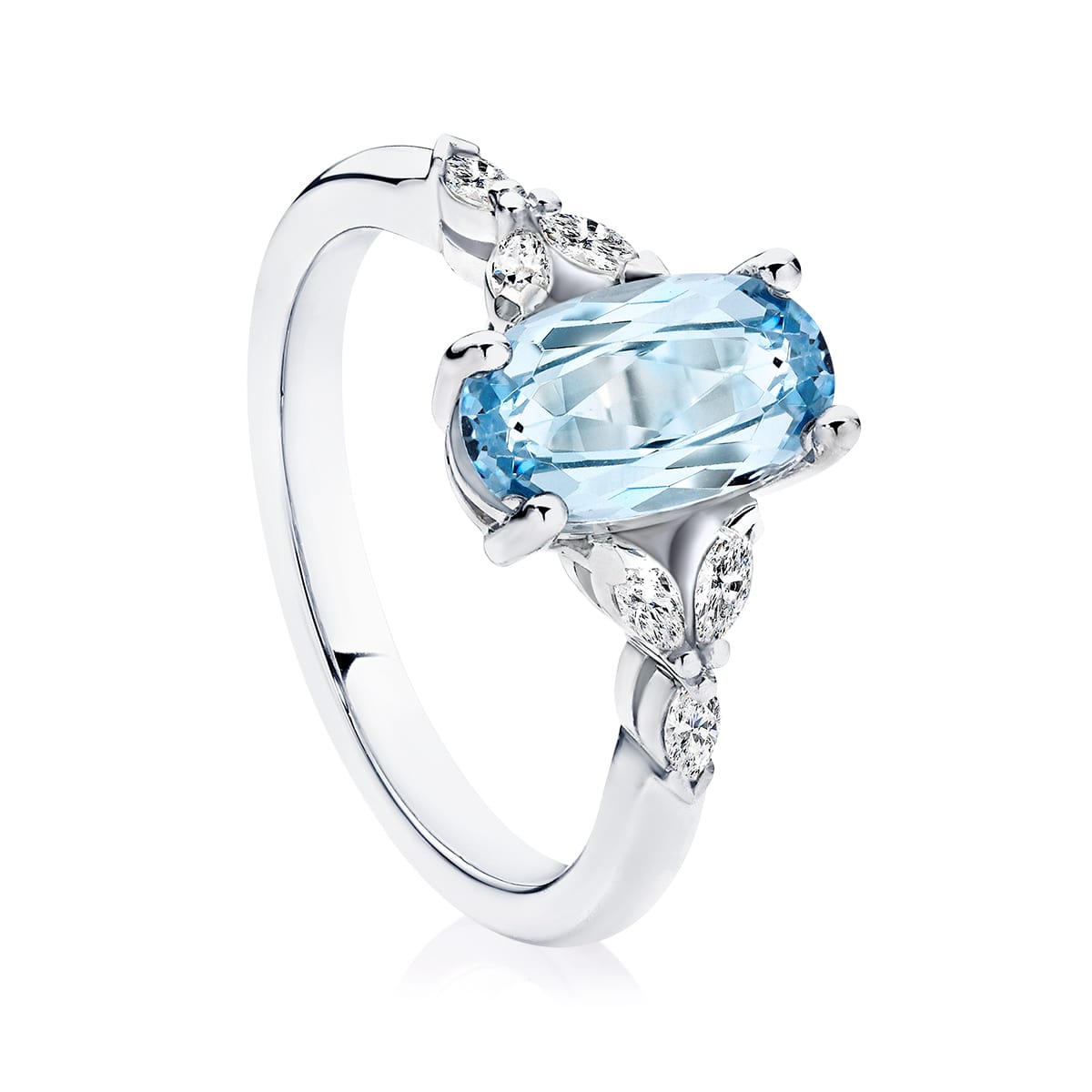 The Reflection Engagement Ring with Half Moon Cut Diamonds and Sapphir –  ARTEMER
