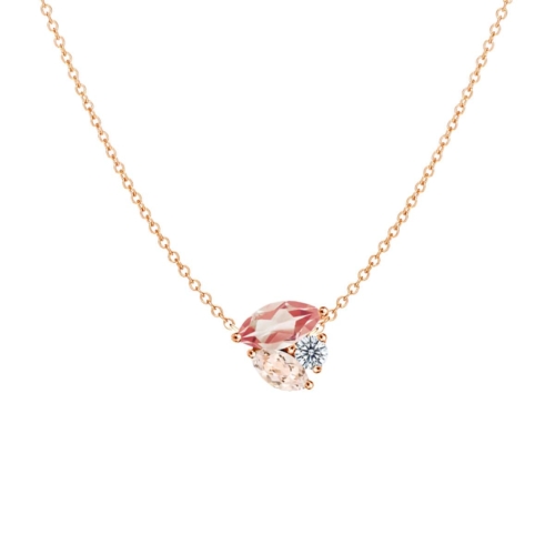 Rose gold pink gemstone diamond necklace