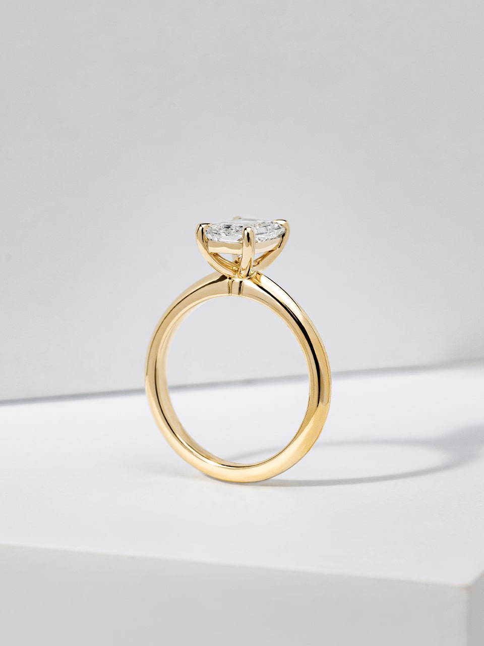 Radiant Cut Lab Grown Diamond Yellow Gold Engagement Ring