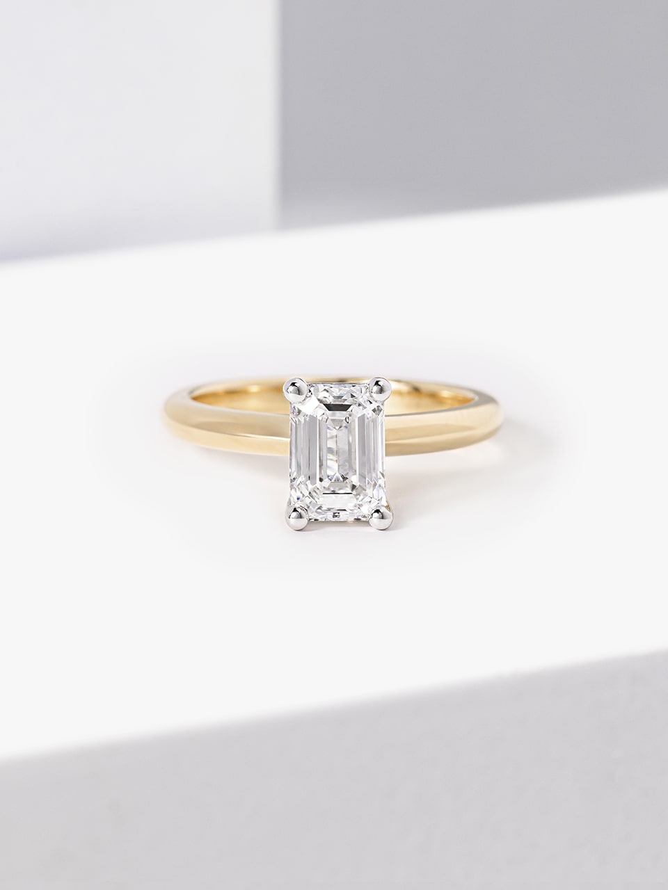 Emerald Cut Lab Grown Diamond Engagement Ring Yellow Gold