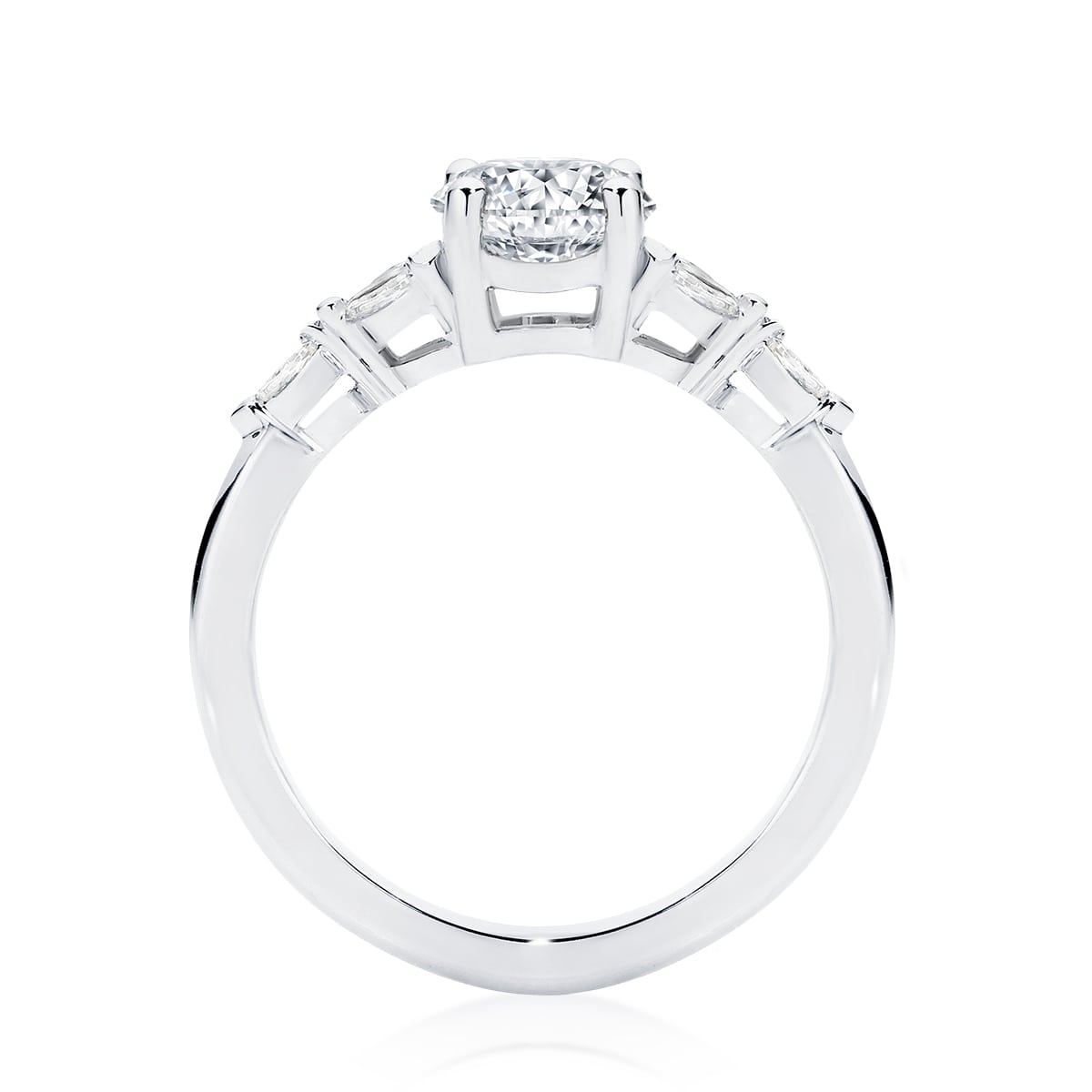Amalfi (Diamond) Oval Engagement Ring with Side Stones in White Gold