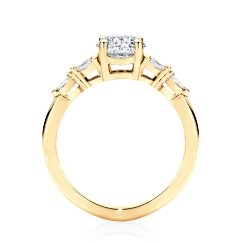 Amalfi Yellow Gold Oval Diamond Engagement Ring with Side Stones