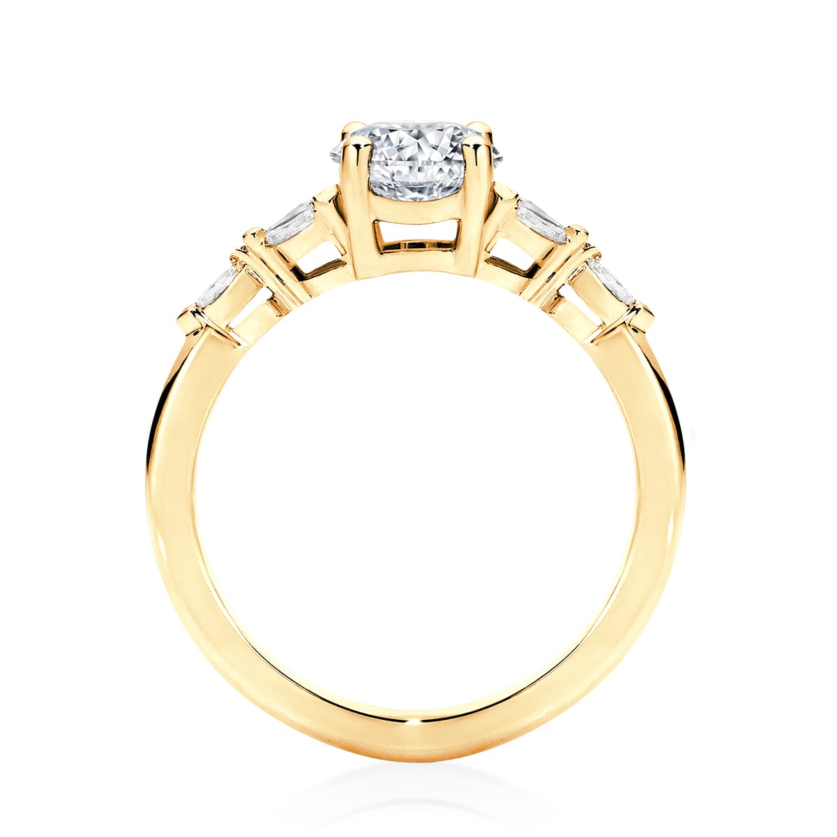 Amalfi Yellow Gold Oval Diamond Engagement Ring with Side Stones