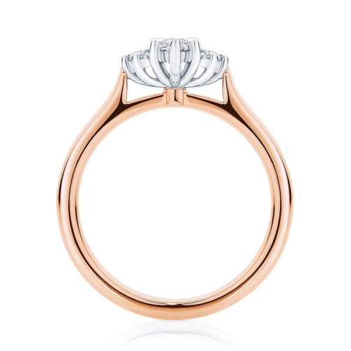 Cyra Rose Gold Marquise Diamond with Side Stones Engagement Ring