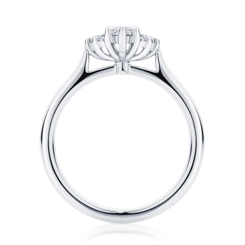 Cyra White Gold Marquise Diamond Engagement Ring with Side Stones