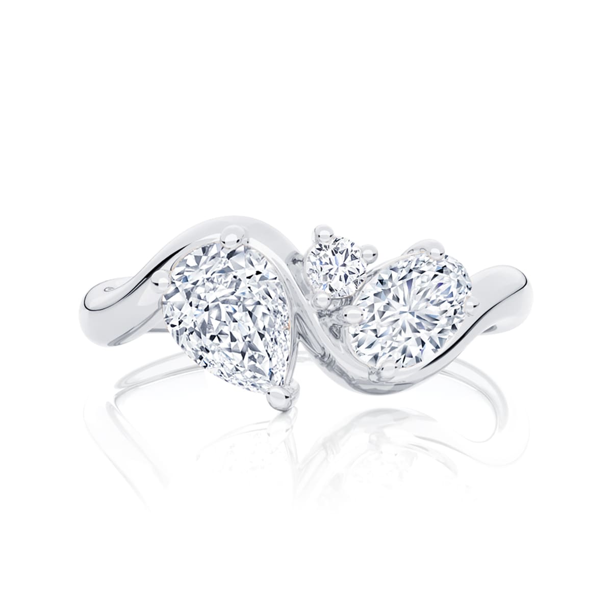 Danube Oval Diamond Three Stone Engagement Ring in Platinum