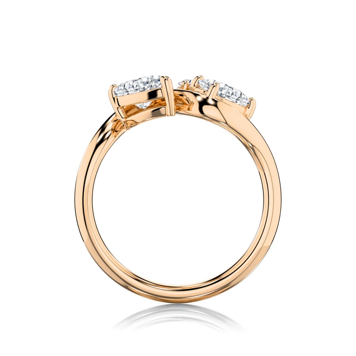 Danube Oval Three Diamond Engagement Ring in Rose Gold
