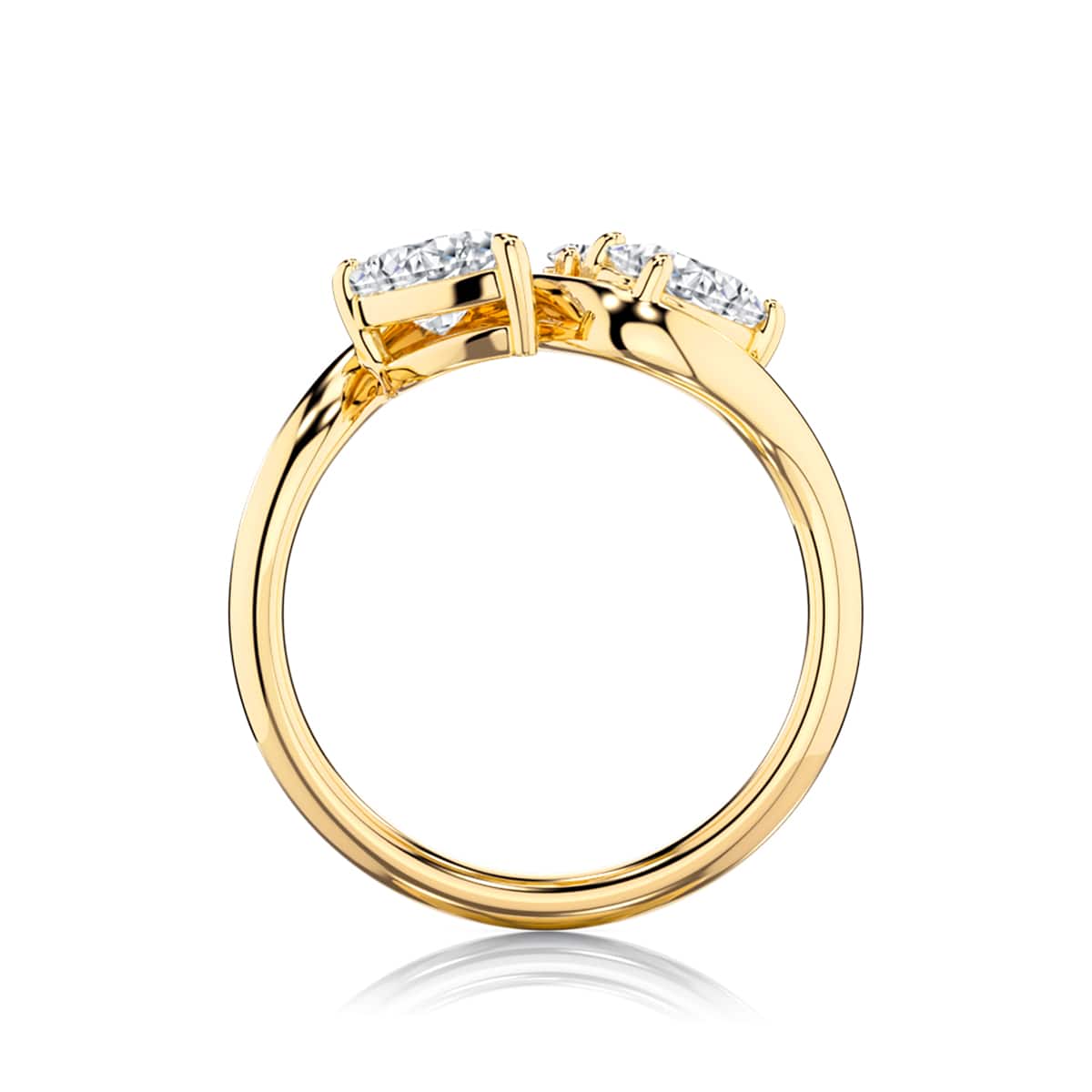 Danube Contemporary Oval Diamond Engagement Ring in Yellow Gold