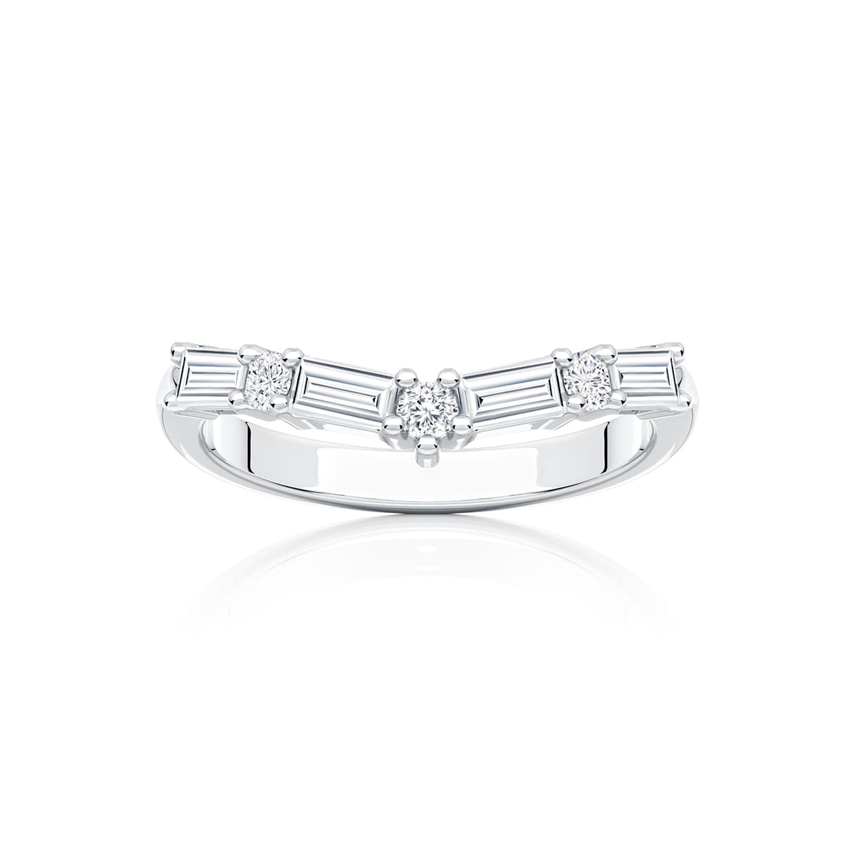 Esplanade Baguette Diamond Wedding Ring in Platinum