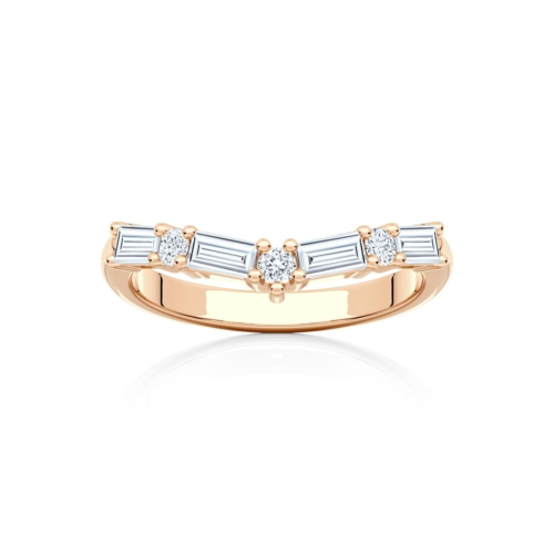 Esplanade Baguette Diamond Fitted Wedding Ring in Rose Gold