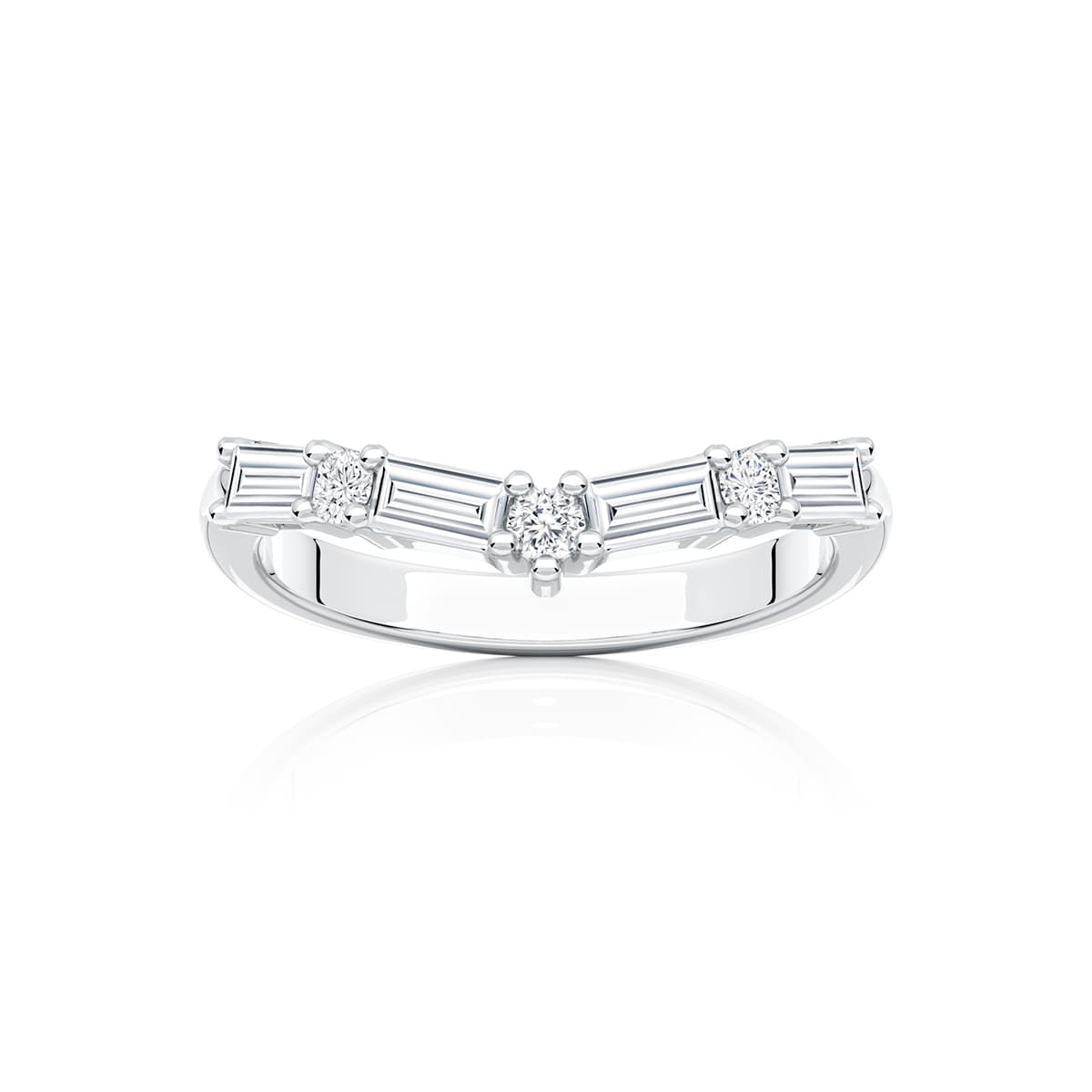 Esplanade Diamond Contoured Wedding Ring in White Gold