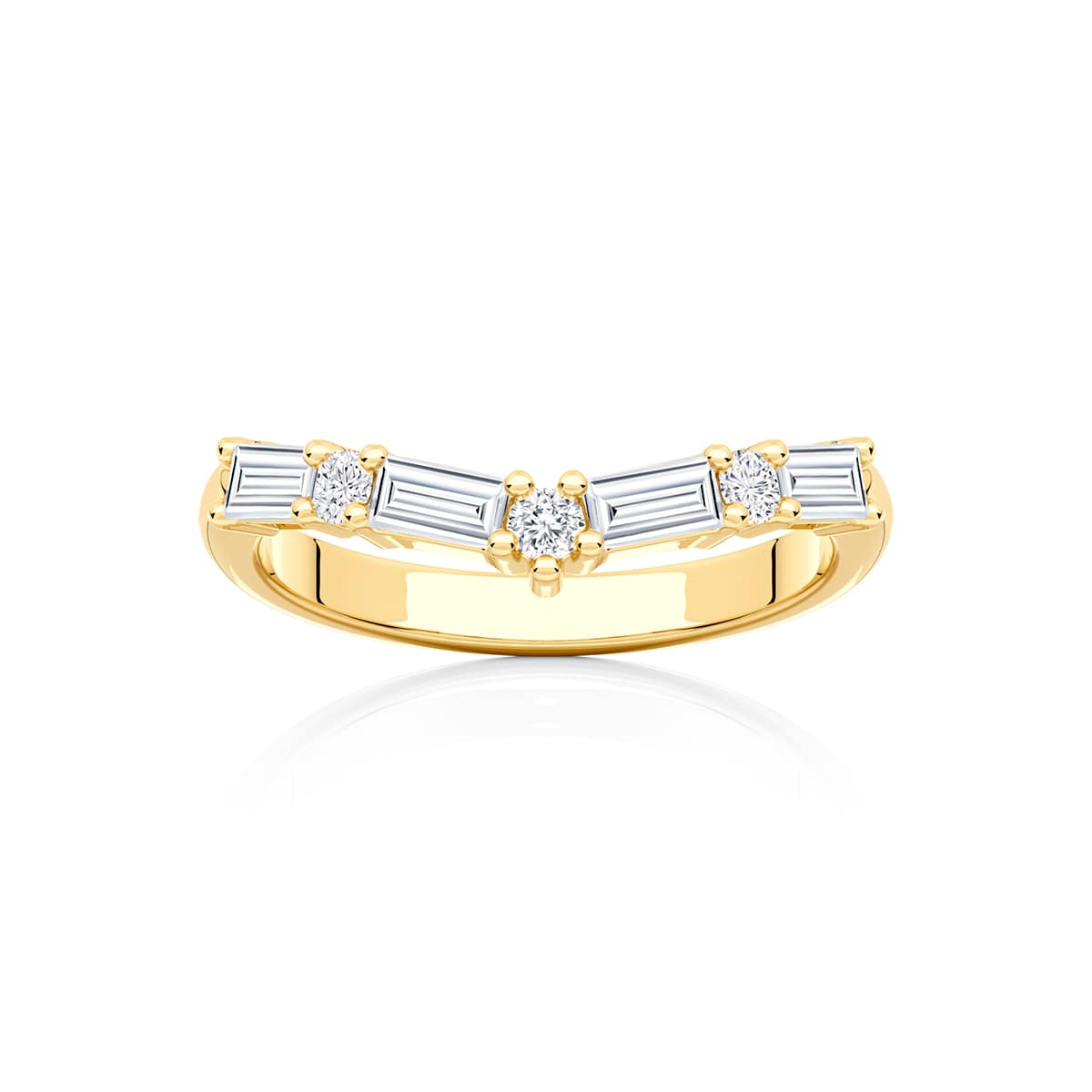 Esplanade Diamond Contoured Yellow Gold Wedding Ring
