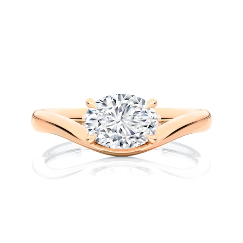 Eyrie Oval Diamond Solitaire Engagement Ring in Rose Gold