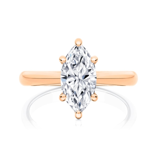 Marchesa Solitaire Marquise Diamond Engagement Ring in Rose Gold