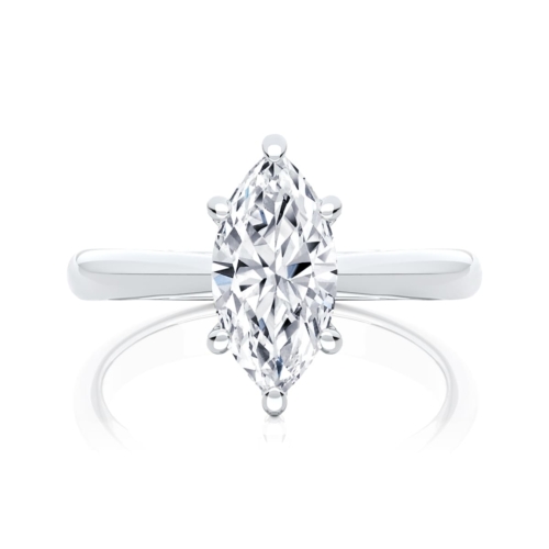 Marchesa Marquise Diamond Solitaire Engagement Ring in White Gold