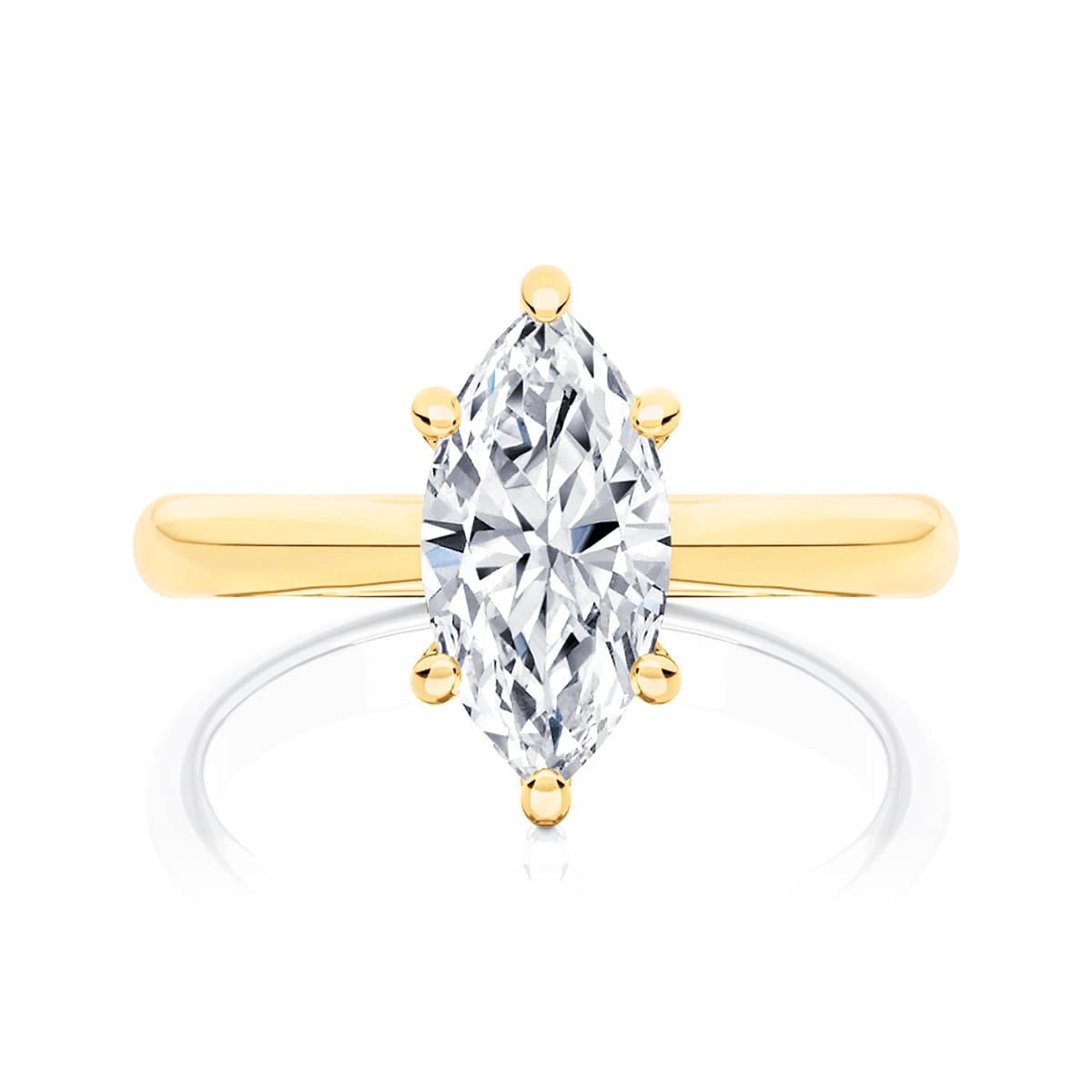 Marchesa Marquise Diamond Solitaire Yellow Gold Engagement Ring