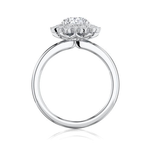 Marisol Vintage Diamond Halo Engagement Ring in Platinum