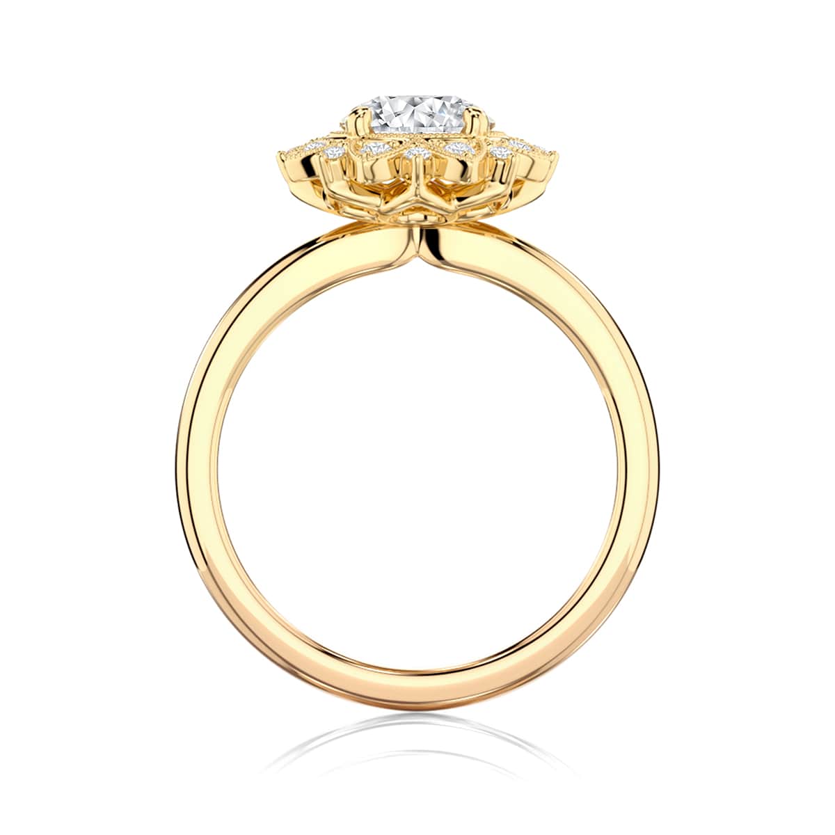 Marisol Round Diamond Vintage Engagement Ring in Yellow Gold