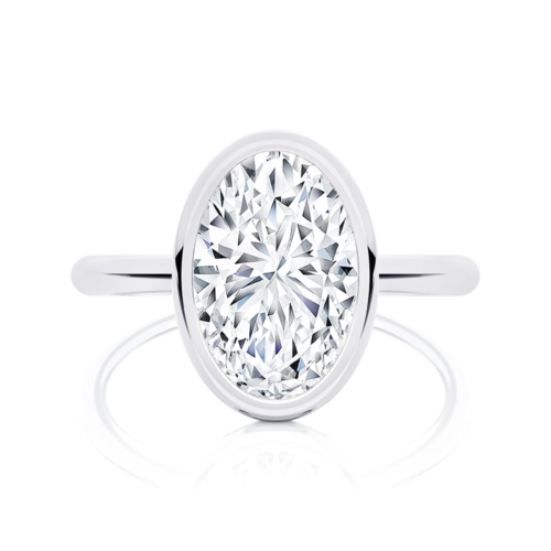 Milan Bezel Set Oval Diamond Engagement Ring in Platinum