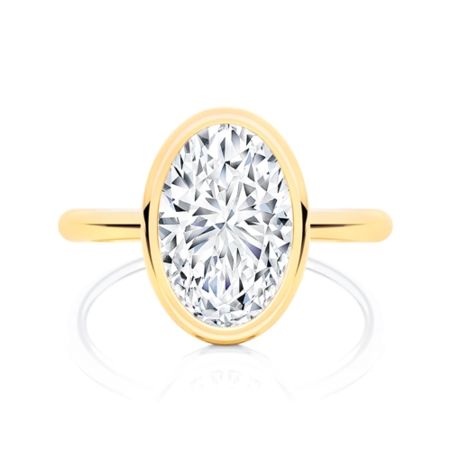 Milan Oval Bezel Solitaire Engagement Ring in Yellow Gold