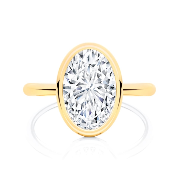 Milan Oval Bezel Solitaire Engagement Ring in Yellow Gold