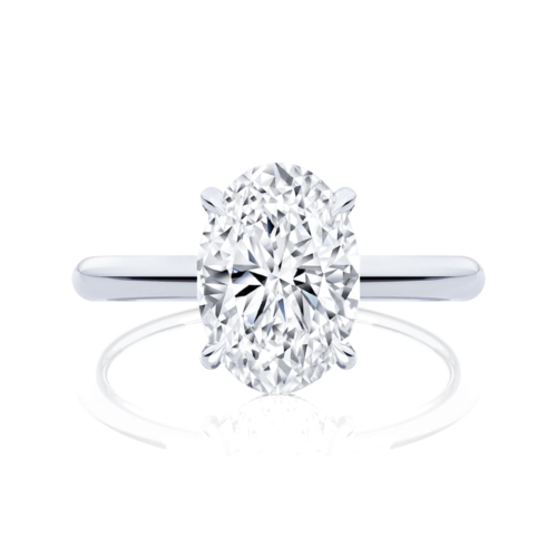 Nimbus Oval Diamond Hidden Halo Engagement Ring in Platinum