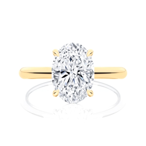 Nimbus Hidden Halo Oval Diamond Engagement Ring in Yellow Gold
