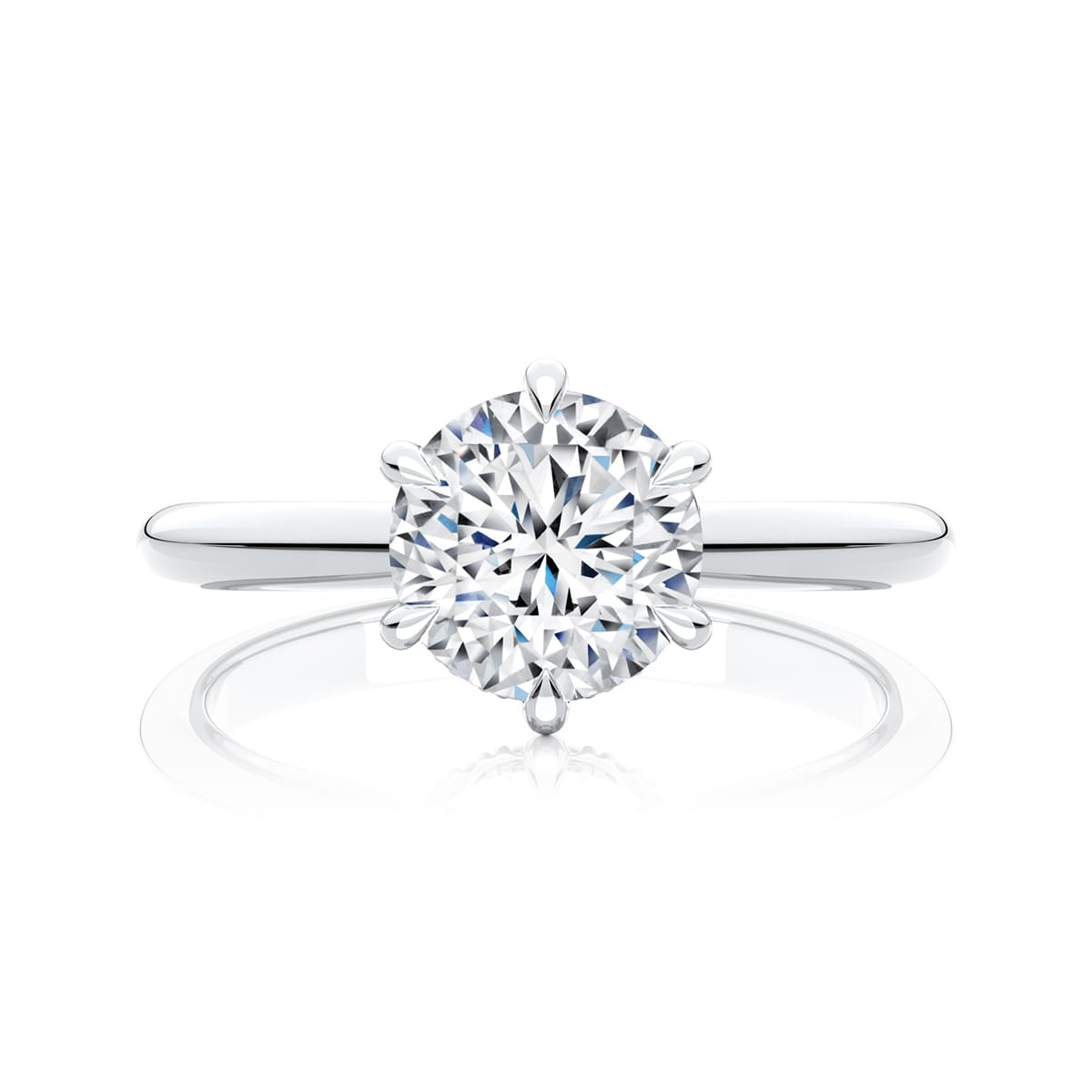 Rebarto Round Diamond Hidden Halo Engagement Ring in Platinum
