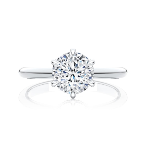 Rebarto White Gold Round Diamond Engagement Ring with Hidden Halo