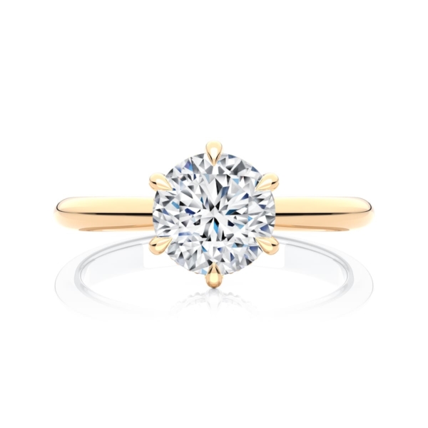 Rebarto Round Diamond Solitaire Engagement Ring in Yellow Gold