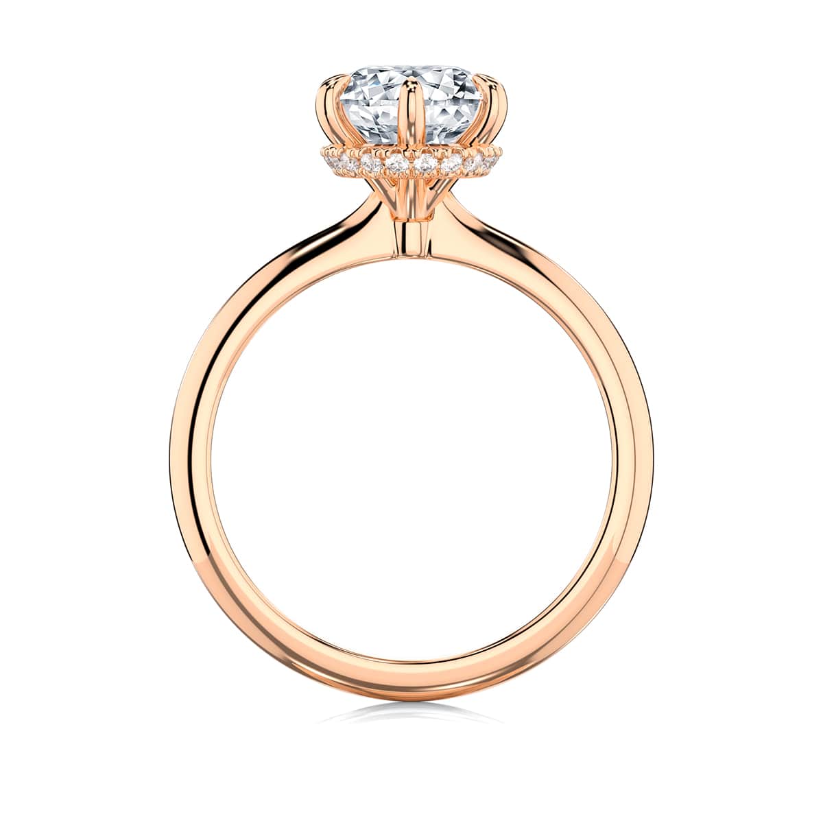 Rebarto Diamond Hidden Halo Engagement Ring in Rose Gold