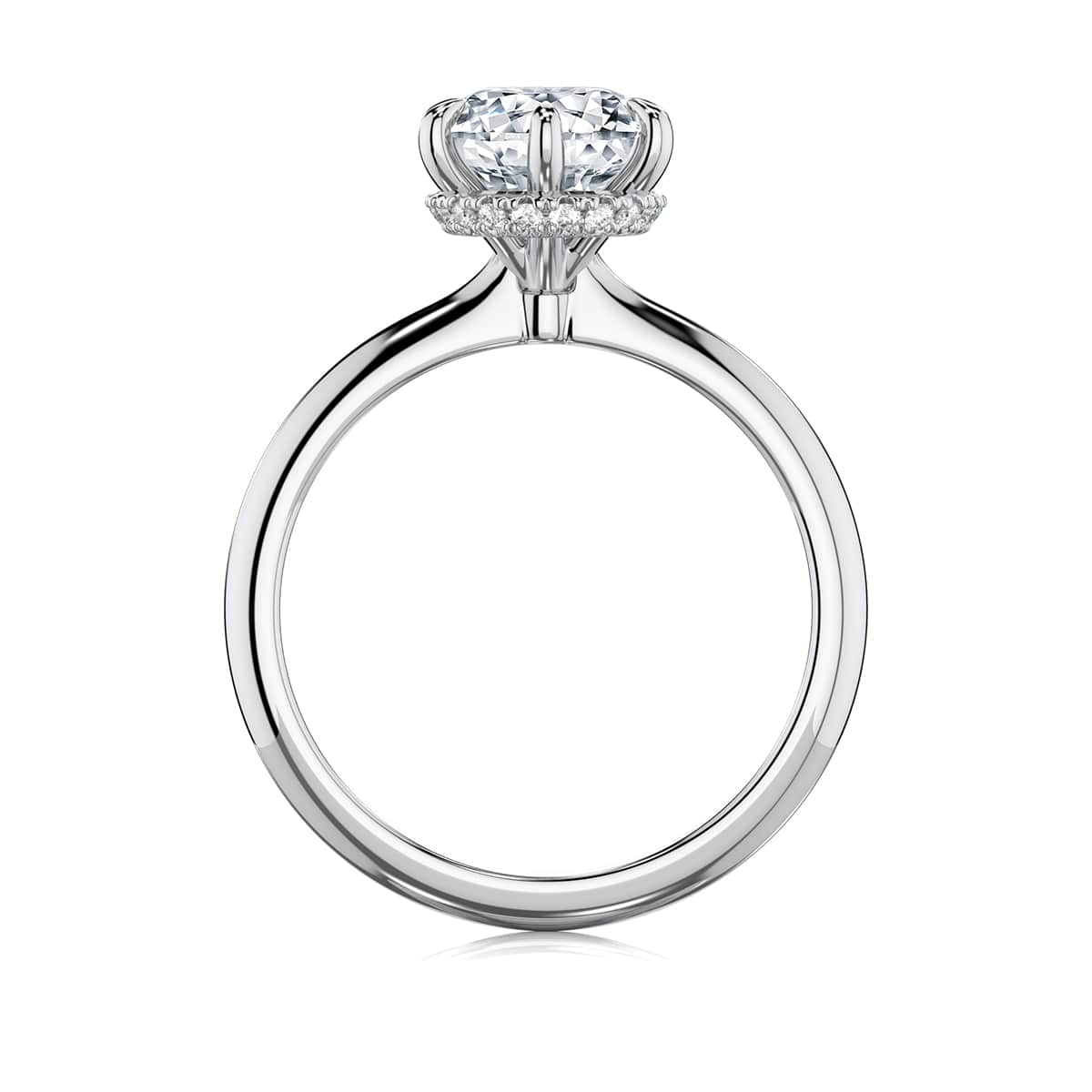 Rebarto White Gold Round Diamond Engagement Ring with Hidden Halo