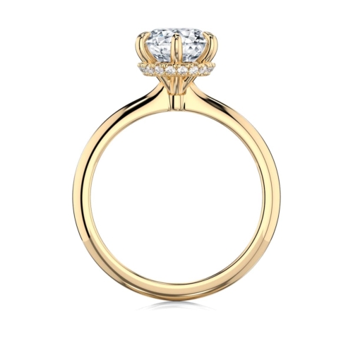 Rebarto Round Diamond Solitaire Engagement Ring in Yellow Gold