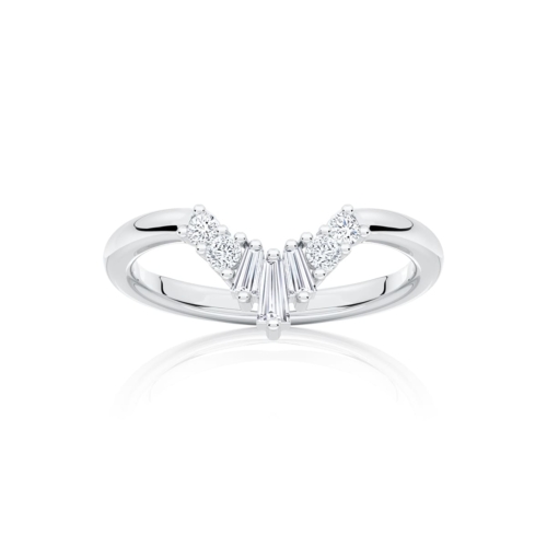 Serac Baguette Diamond Fan Wedding Ring in Platinum