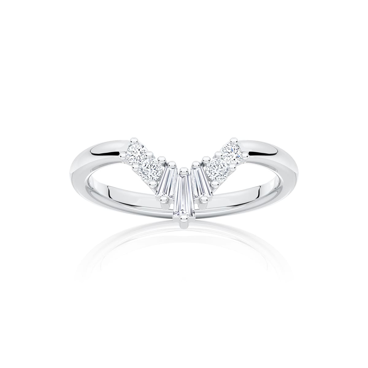 Serac Baguette Diamond Fan Wedding Ring in Platinum