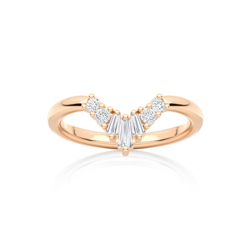 Serac Contoured Baguette Diamond Wedding Ring in Rose Gold