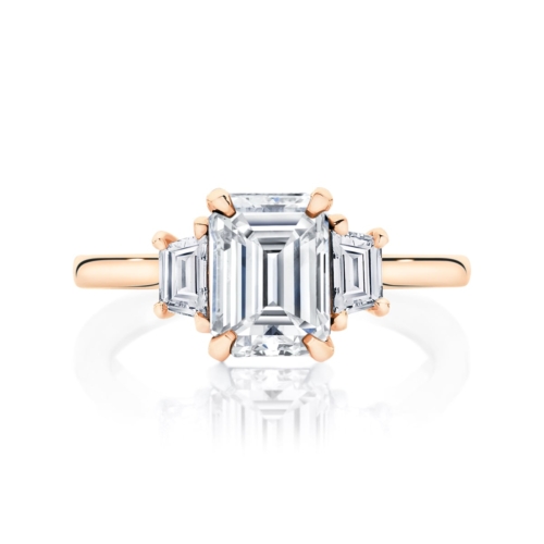 Soiree Emerald Cut Diamond Engagement Ring in Rose Gold