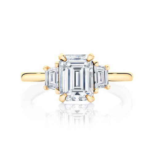 Soiree Emerald Cut Diamond Engagement Ring with Trapezoids