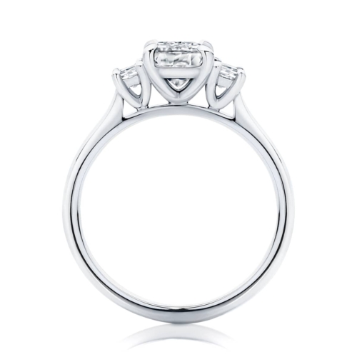 Soiree Emerald Cut and Trapezoid Diamond Engagement Ring in Platinum