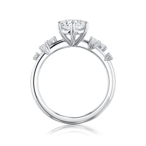 Twilight Diamond Engagement Ring with Side Stones in Platinum